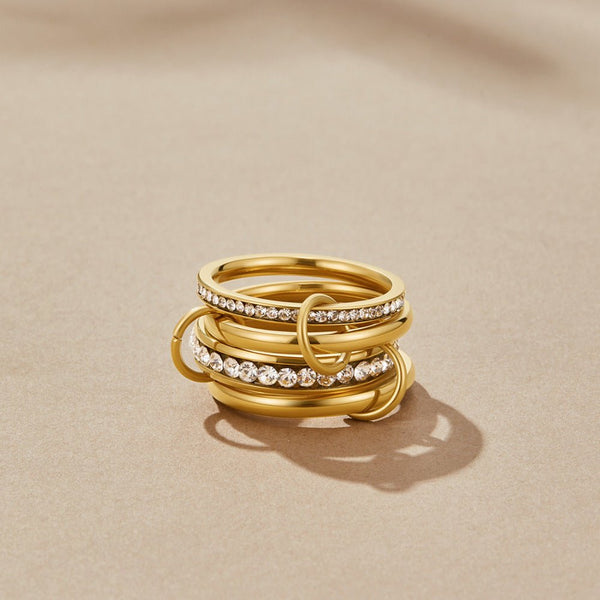 Forever Link Crystal & Gold Ring – Noor & Rose