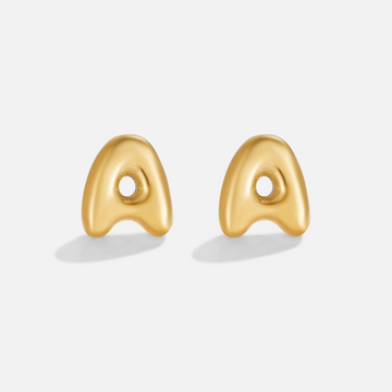 Gold Bubble Letter Earrings – Noor & Rose