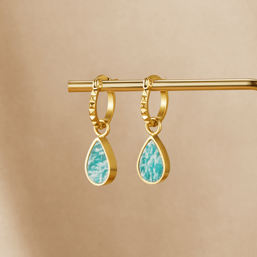 Astoria Green Stone Hoop Earrings – Noor & Rose