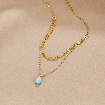 Blue Opal Teardrop Layered Necklace – Noor & Rose