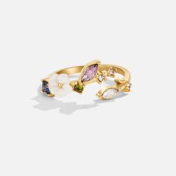 Crystal White Blossom Ring Gold – Noor & Rose