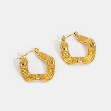 Geometric Wave Gold Hoop Earrings – Noor & Rose