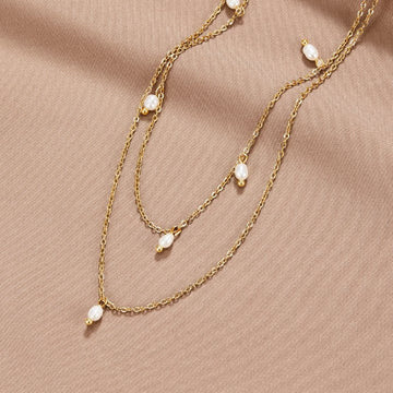 Kayla Pearl Drop Layered Necklace – Noor & Rose
