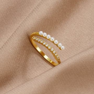 Wrap Me Pearl & Crystal Ring – Noor & Rose